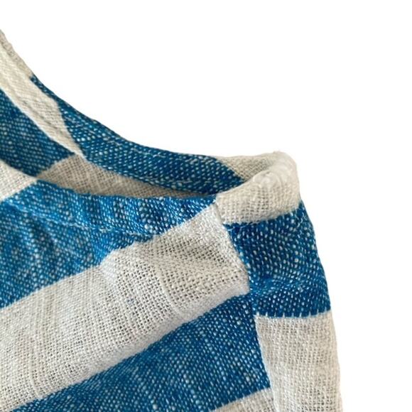 Soft Surroundings Teal and White Striped Peek-a-Boo Linen Blouse - XS Petite - Picture 6 of 6